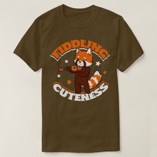 バイオリンの赤いパンダ Tシャツ (デザイン正面)