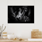 バイオリンの静物画B&W画像 ポスター (キッチン)