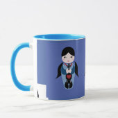 バイオリンのKokeshiの人形のコーヒー・マグ マグカップ (左)