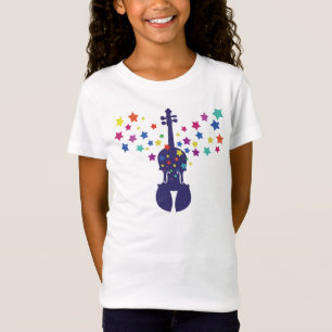 バイオリンのTシャツの女の子スターバスト Tシャツ
