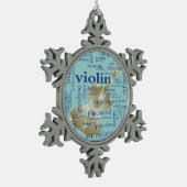バイオリンは雪片のオーナメントを言い表わします スノーフレークピューターオーナメント (左)