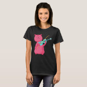 バイオリンを弾くかわいい猫 Tシャツ (正面フル)