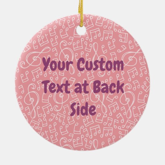 バイオリンを持つピンクの猫のセラミック オーナメント (裏面)
