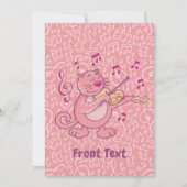 バイオリンを持つピンクの猫の招待状 招待状 (正面)