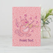 バイオリンを持つピンクの猫の招待状 招待状 (スタンド正面)