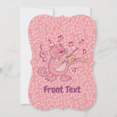 バイオリンを持つピンクの猫の招待状 招待状 (正面)