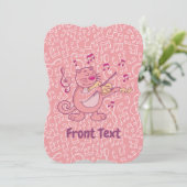 バイオリンを持つピンクの猫の招待状 招待状 (スタンド正面)