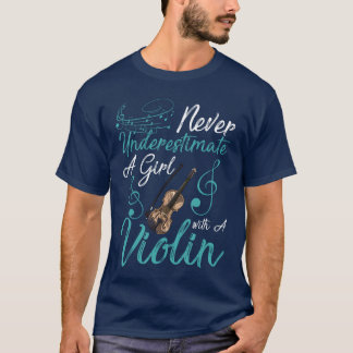 バイオリンを持つ少女をナメるな 面白Tシャツ 男の子 Tシャツ