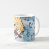 バイオリンを持つ漫画風エンジェル コーヒーマグカップ (正面右)