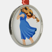 バイオリンを演奏しているかわいらしい女の子 メタルオーナメント (右)