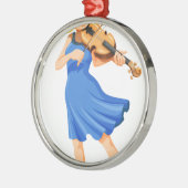 バイオリンを演奏しているかわいらしい女の子 メタルオーナメント (左)