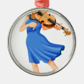 バイオリンを演奏しているかわいらしい女の子 メタルオーナメント (正面)