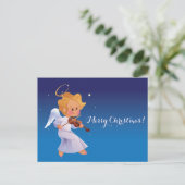 バイオリンを演奏するかわいい天使 シーズンポストカード (スタンド正面)