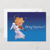 バイオリンを演奏するかわいい天使 シーズンポストカード (正面/裏面)