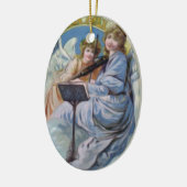 バイオリンを演奏するクリスマスの天空の天使 セラミックオーナメント (左)