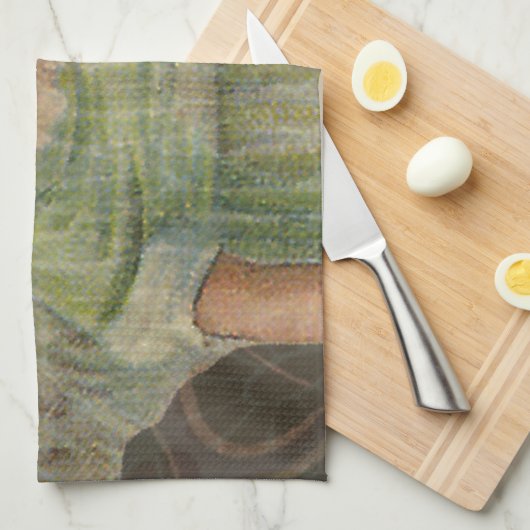 -バイオリンを演奏する小さな女の子の天使を甘くして下さい キッチンタオル (四つ折り)