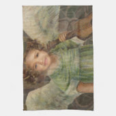 -バイオリンを演奏する小さな女の子の天使を甘くして下さい キッチンタオル (縦)