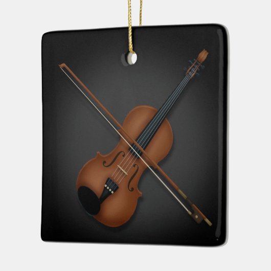 バイオリンエレガントとボークラシカルミュージック両面ブラック セラミックオーナメント (左)