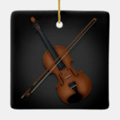 バイオリンエレガントとボークラシカルミュージック両面ブラック セラミックオーナメント (裏面)