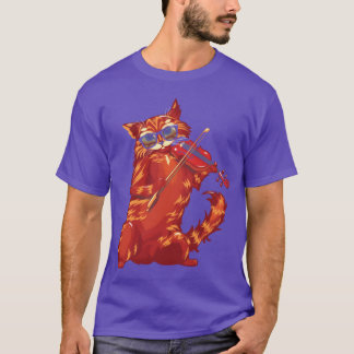 バイオリンオーケストラクラシック音楽を演奏する猫 Tシャツ