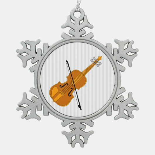 バイオリンスケッチ スノーフレークピューターオーナメント (正面)