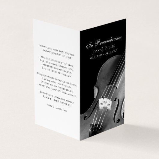 バイオリンミュージシャン葬儀記念祈りの言葉 名刺 (外部)