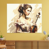 バイオリン付きの女性 キャンバスプリント (インサイチュ (リビング))
