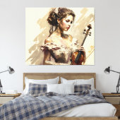 バイオリン付きの女性 キャンバスプリント (インサイチュ (寝室))