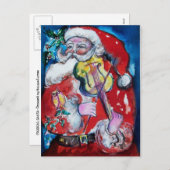 バイオリン付きサンタクロース シーズンポストカード (正面/裏面)