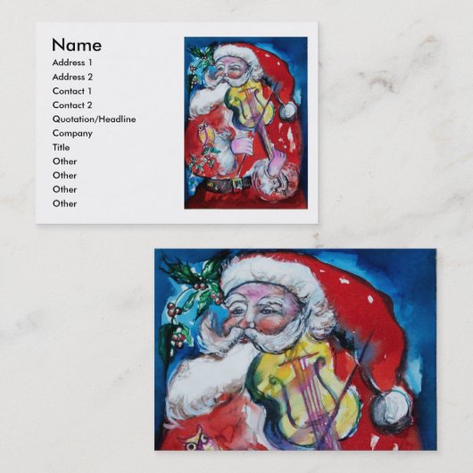 バイオリン付きサンタクロース 名刺 (正面/裏面)