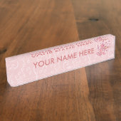 バイオリン付きピンク猫 デスクネームプレート (側面)