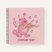 バイオリン付きピンク猫 ノートブック (正面)