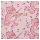 バイオリン付きピンク猫 ファブリック (見本)