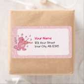 バイオリン付きピンク猫 ラベル (インサイチュ)