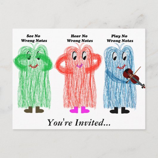 バイオリン及びビオラ演奏会/コンサートの招待状 インビテーションポストカード (正面)