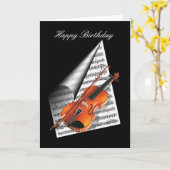 バイオリン及び音楽シート カード (黄色い花)