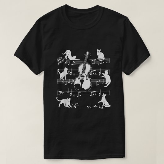 バイオリン奏者の猫好きの猫 Tシャツ (デザイン正面)