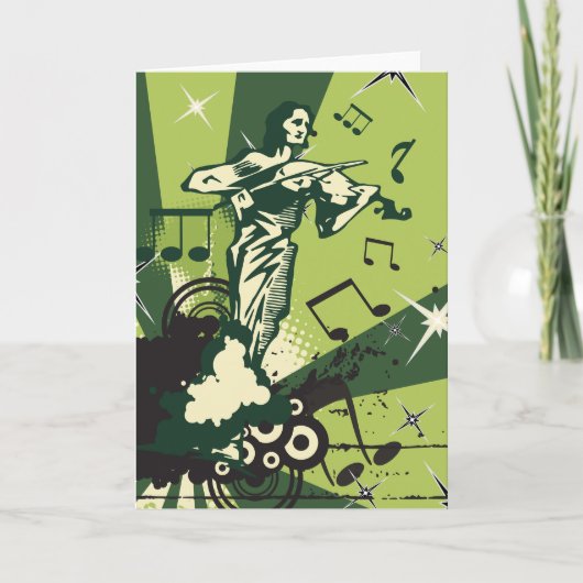 バイオリン奏者の音符 カード (正面)