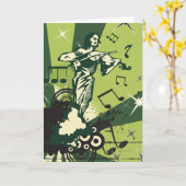 バイオリン奏者の音符 カード (黄色い花)