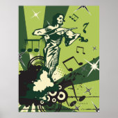 バイオリン奏者の音符 ポスター (正面)