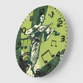 バイオリン奏者の音符 ラージ壁時計 (傾斜)