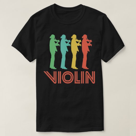 バイオリン奏者レトロヴィンテージ Tシャツ (デザイン正面)