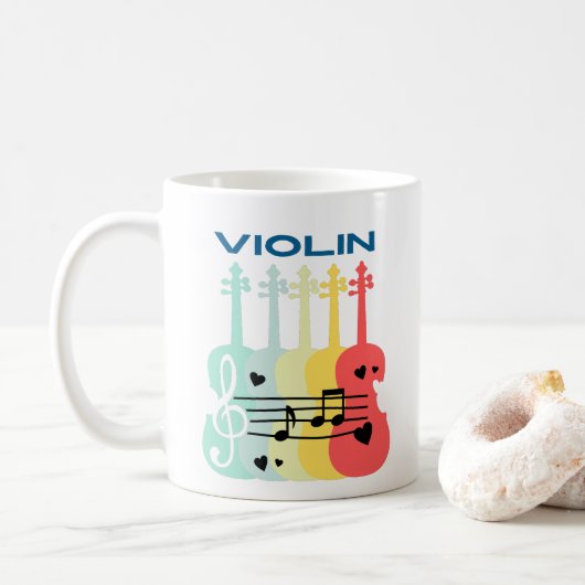 バイオリン奏者 楽器 コーヒーマグカップ (ドーナツ)