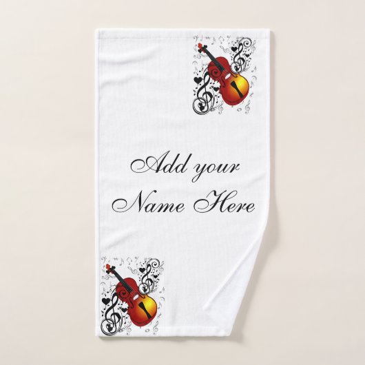 バイオリン好きハート_ ハンドタオル (ハンドタオル)