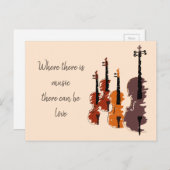 バイオリン弦クラシカルミュージカル楽器引用文 ポストカード (正面/裏面)