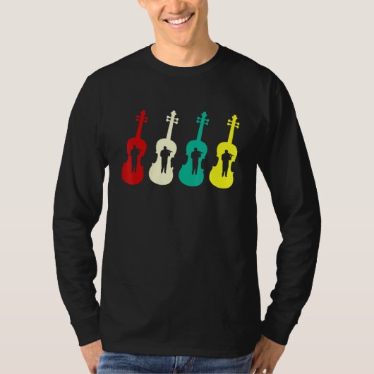 バイオリン弦楽器ヴァイオリン奏者シルエット Tシャツ (正面)