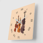 バイオリン弦楽器弦四重奏 スクエア壁時計 (傾斜)