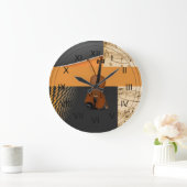 バイオリン抽象芸術音楽テーマ ラージ壁時計 (ホーム)