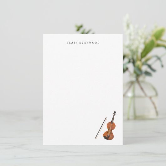 バイオリン文房具 – Violin パーソナライズされた Note Card ノートカード (スタンド正面)