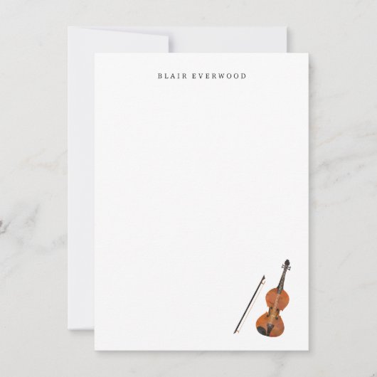 バイオリン文房具 – Violin パーソナライズされた Note Card ノートカード (正面)
